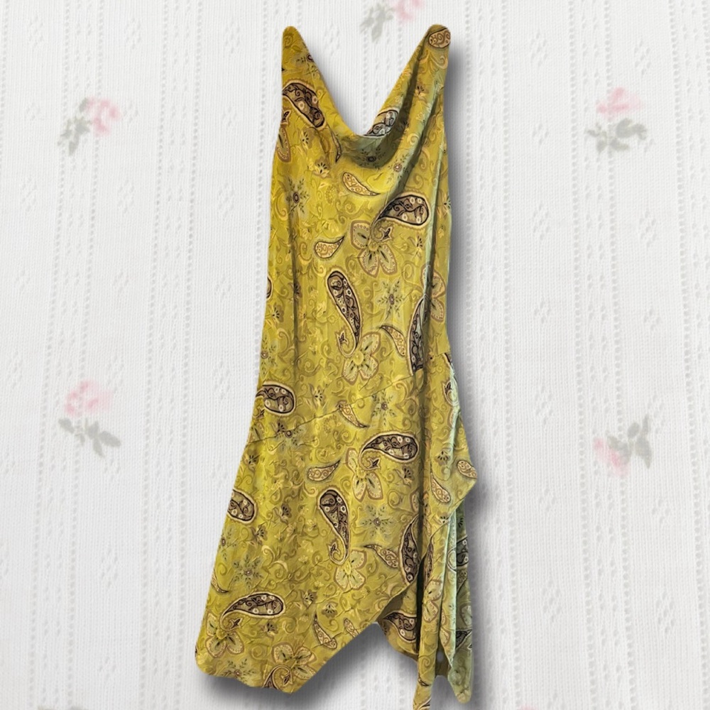 🪴Green Paisley Cow Neck Midi Dress